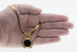 After Eight - Vintage Signed 'Nina Ricci' Gold Plated Onyx & Austrian Swarovski Crystal Rhinestone Necklace (VN213)