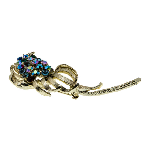 Giardinetti - Vintage Signed 'Coro' Gold Plated Austrian Swarovski Crystal Rhinestone Flower Brooch (VBR280)
