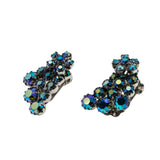 Shooting Stars - Vintage Signed 'Continental' Rhodium Plate Austrian Swarovski Aurora Borealis Crystal Rhinestone Clip-On Earrings (VE442)