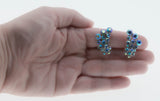 Shooting Stars - Vintage Signed 'Continental' Rhodium Plate Austrian Swarovski Aurora Borealis Crystal Rhinestone Clip-On Earrings (VE442)