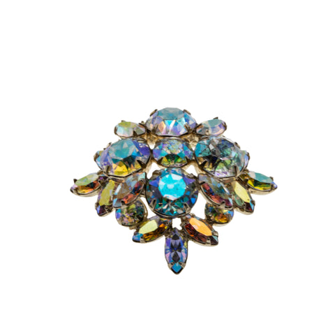 Sparkle & Elegance - Vintage Signed 'Sherman' Austrian Swarovski Aurora Borealis Crystal Rhinestone Brooch (VBR283)