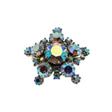 Starburst - Vintage Signed 'Made In Austria' Rhodium Plate Austrian Swarovski Aurora Borealis Crystal Rhinestone Brooch (VBR284)