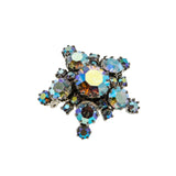 Starburst - Vintage Signed 'Made In Austria' Rhodium Plate Austrian Swarovski Aurora Borealis Crystal Rhinestone Brooch (VBR284)