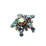 Starburst - Vintage Signed 'Made In Austria' Rhodium Plate Austrian Swarovski Aurora Borealis Crystal Rhinestone Brooch (VBR284)