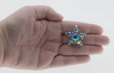 Starburst - Vintage Signed 'Made In Austria' Rhodium Plate Austrian Swarovski Aurora Borealis Crystal Rhinestone Brooch (VBR284)