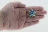 Starburst - Vintage Signed 'Made In Austria' Rhodium Plate Austrian Swarovski Aurora Borealis Crystal Rhinestone Brooch (VBR284)