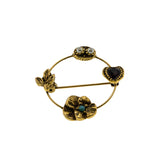 Charming Wreathe - Vintage Victorian Revival Gold Plated Jewelled Wreathe Brooch (VBR286)