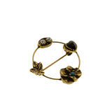 Charming Wreathe - Vintage Victorian Revival Gold Plated Jewelled Wreathe Brooch (VBR286)
