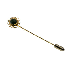 A Touch Of Green - Vintage Gold Plated Jade Stick Pin Brooch (VBR287)