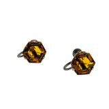 Fiery Embers - Vintage Silver Tone Crystal Screw-back Earrings (VE444)