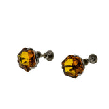 Fiery Embers - Vintage Silver Tone Crystal Screw-back Earrings (VE444)