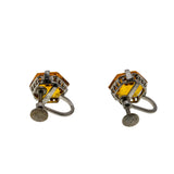 Fiery Embers - Vintage Silver Tone Crystal Screw-back Earrings (VE444)