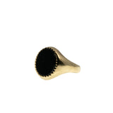 '1971' In London  - Vintage English 9K Gold Natural Black Onyx Ring (VR1012)