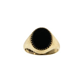 '1971' In London  - Vintage English 9K Gold Natural Black Onyx Ring (VR1012)