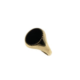 '1971' In London  - Vintage English 9K Gold Natural Black Onyx Ring (VR1012)