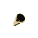 '1971' In London  - Vintage English 9K Gold Natural Black Onyx Ring (VR1012)
