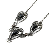 Alaskan Nights - Vintage Sterling Silver Natural Black Alaskan Diamond Filigree Necklace (VN216)