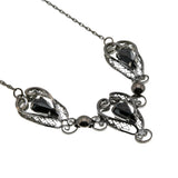 Alaskan Nights - Vintage Sterling Silver Natural Black Alaskan Diamond Filigree Necklace (VN216)