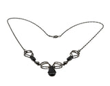 ECCO - Vintage Sterling Silver Natural Black Alaskan Diamond Filigree Necklace (VN217)