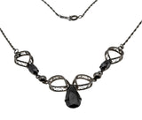 ECCO - Vintage Sterling Silver Natural Black Alaskan Diamond Filigree Necklace (VN217)