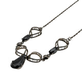ECCO - Vintage Sterling Silver Natural Black Alaskan Diamond Filigree Necklace (VN217)