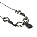 ECCO - Vintage Sterling Silver Natural Black Alaskan Diamond Filigree Necklace (VN217)