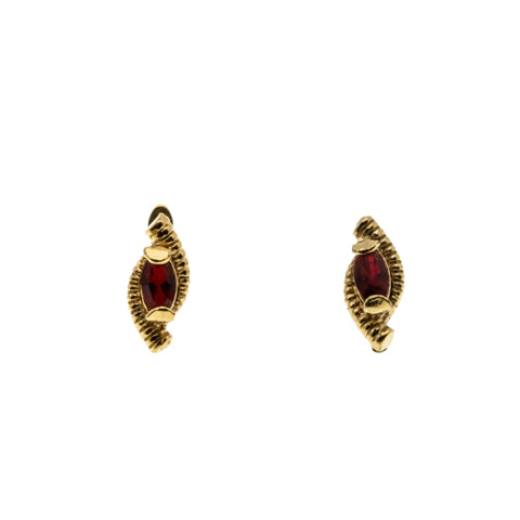Ruby Red - Vintage Gold Plated Marquise Crystal European Leaver Back Earrings (VE448)