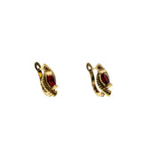 Ruby Red - Vintage Gold Plated Marquise Crystal European Leaver Back Earrings (VE448)