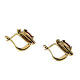 Ruby Red - Vintage Gold Plated Marquise Crystal European Leaver Back Earrings (VE448)