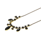 A Touch Of Elegance - Vintage Gold Plated Black Alaskan Diamond (Simulated) Crystal Rhinestone Necklace (VN219)