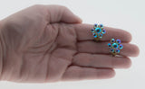 Sparkling Flowers - Vintage Gold Plated Austrian Swarovski Aurora Borealis Crystal Rhinestone Clip-On Earrings (VE450)
