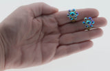 Sparkling Flowers - Vintage Gold Plated Austrian Swarovski Aurora Borealis Crystal Rhinestone Clip-On Earrings (VE450)