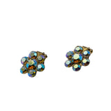 Sparkling Flowers - Vintage Gold Plated Austrian Swarovski Aurora Borealis Crystal Rhinestone Clip-On Earrings (VE450)