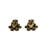 Sparkling Flowers - Vintage Gold Plated Austrian Swarovski Aurora Borealis Crystal Rhinestone Clip-On Earrings (VE450)