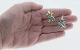 Dazzle Days - Vintage Gold Plated Austrian Swarovski Aurora Borealis Crystal Rhinestone Clip-On Earrings (VE451)