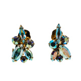 Dazzle Days - Vintage Gold Plated Austrian Swarovski Aurora Borealis Crystal Rhinestone Clip-On Earrings (VE451)