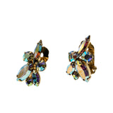 Dazzle Days - Vintage Gold Plated Austrian Swarovski Aurora Borealis Crystal Rhinestone Clip-On Earrings (VE451)
