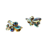 Dazzle Days - Vintage Gold Plated Austrian Swarovski Aurora Borealis Crystal Rhinestone Clip-On Earrings (VE451)