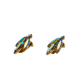 Dazzling Marquises - Vintage Gold Plated Austrian Swarovski Aurora Borealis Crystal Rhinestone Clip-On Earrings (VE452)