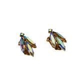 Dazzling Marquises - Vintage Gold Plated Austrian Swarovski Aurora Borealis Crystal Rhinestone Clip-On Earrings (VE452)