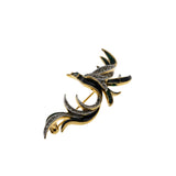 Attwood & Sawyer- Vintage Signed A&S Welch 22K Gold Plated Austrian Swarovski Crystal Rhinestone Enamel Bird Of Paradise Brooch (VBR288)