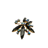 Contrasting Colour - Vintage Gold Plated Austrian Swarovski Aurora Borealis Crystal Rhinestone Flower Brooch (VBR291)