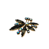 Contrasting Colour - Vintage Gold Plated Austrian Swarovski Aurora Borealis Crystal Rhinestone Flower Brooch (VBR291)