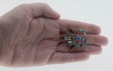 Contrasting Colour - Vintage Gold Plated Austrian Swarovski Aurora Borealis Crystal Rhinestone Flower Brooch (VBR291)