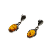 Sunshine Of My Life - Vintage Sterling Silver Natural Baltic Amber Dangly Earrings (VE455)