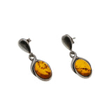 Sunshine Of My Life - Vintage Sterling Silver Natural Baltic Amber Dangly Earrings (VE455)