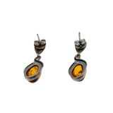 Sunshine Of My Life - Vintage Sterling Silver Natural Baltic Amber Dangly Earrings (VE455)