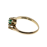 Toi Et Moi - Victorian Signed 'ASH BROS' 14K Gold Natural Old Mine Cut Diamond & Natural Emerald Bypass Ring (VICR177)