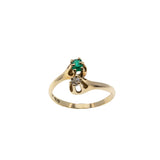 Toi Et Moi - Victorian Signed 'ASH BROS' 14K Gold Natural Old Mine Cut Diamond & Natural Emerald Bypass Ring (VICR177)