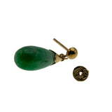 Exotic Beauties - Vintage 18K Gold Natural Tear Drop Jadeite Dangly Earrings (VE457)